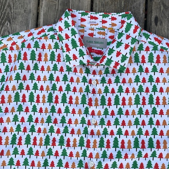 NWOT Flash Threads Holiday Christmas Button Up Shirt - Picture 2 of 8